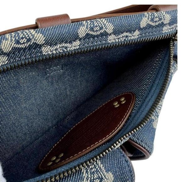 CELINE Waist Bag Paris Macadam Denim Leather Blue x Brown - COA included - Picture 11 of 14